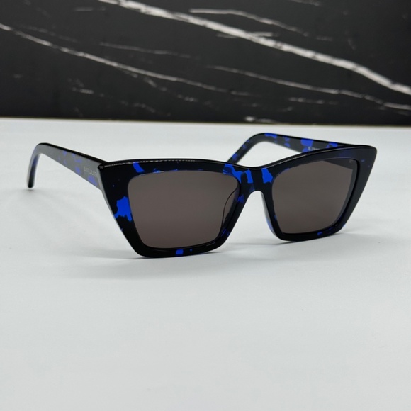 NEW SL276 MICA 009 SAINT LAURENT BLACK GREY CAT EYE SL 276 009 WOMEN SUNGLASSES - Picture 10 of 14